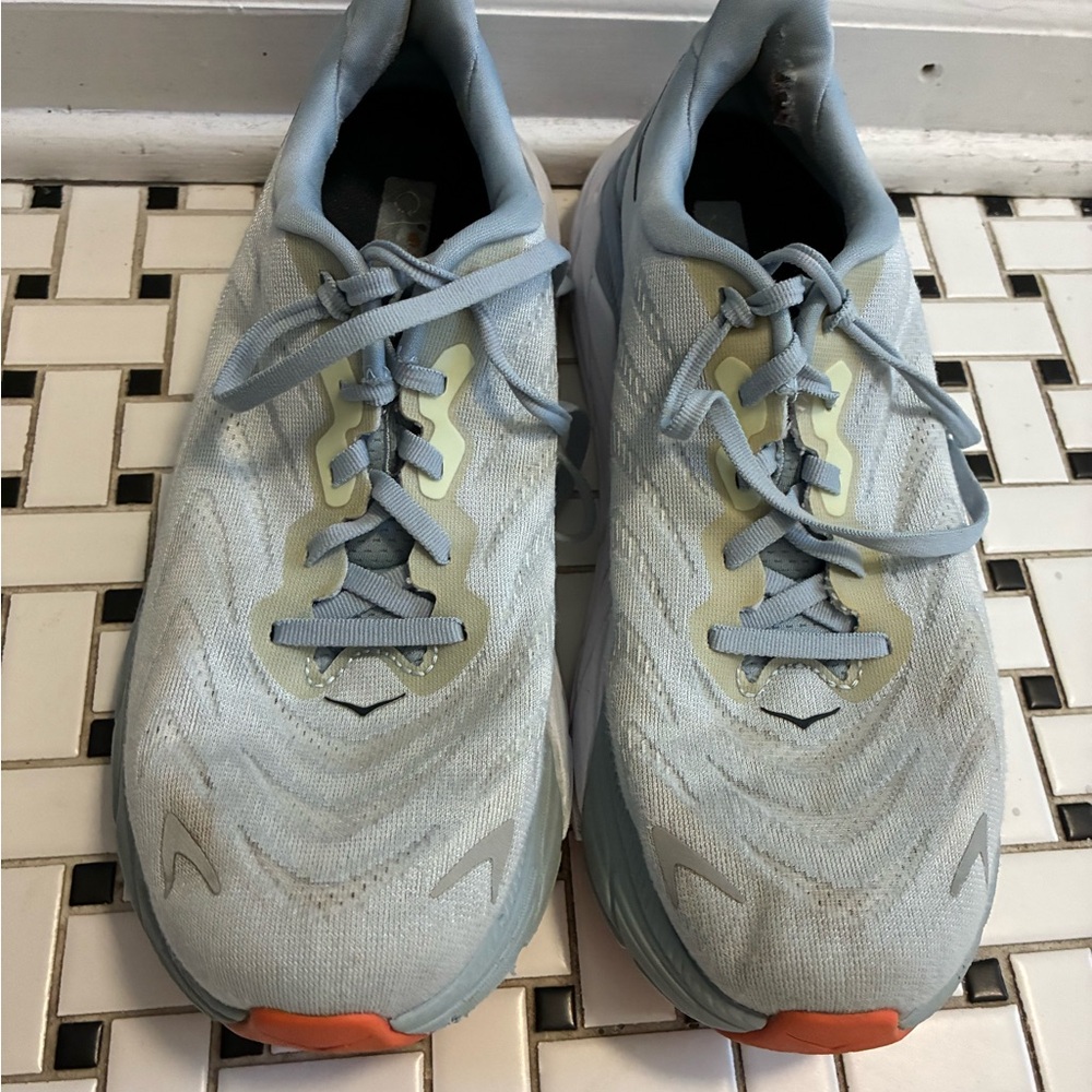 Hoka Athletic Shoes in Light Blue and Gray